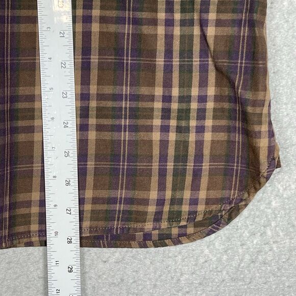 Vintage Lauren Ralph Lauren Plaid Tartan Brown Long Sleeve Shirt Women’s Size XL - Picture 5 of 10
